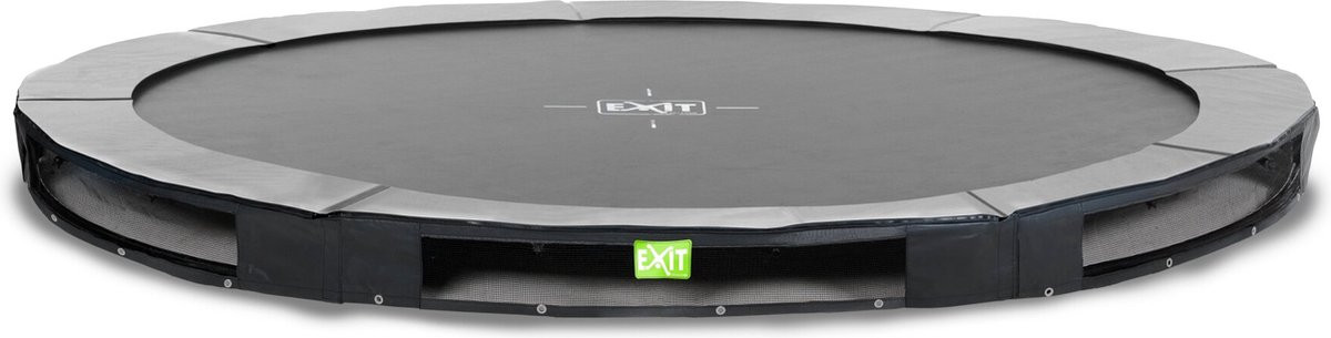EXIT Trampolin Elegant Premium - Inground - 366 cm - Schwarz - Grauer Sicherheitsring mit schwarzer Schürze