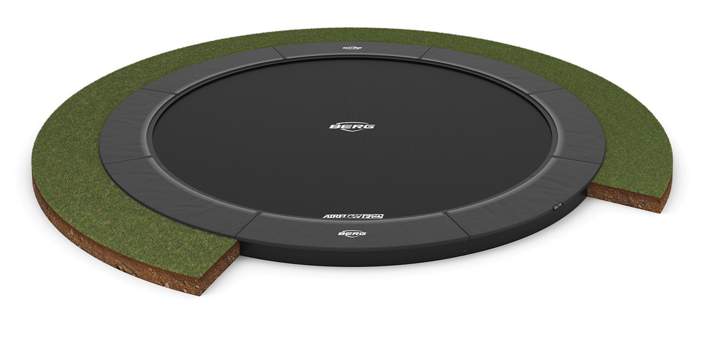 BERG Trampolin Elite - FlatGround - 380 cm - Anthrazit Grau