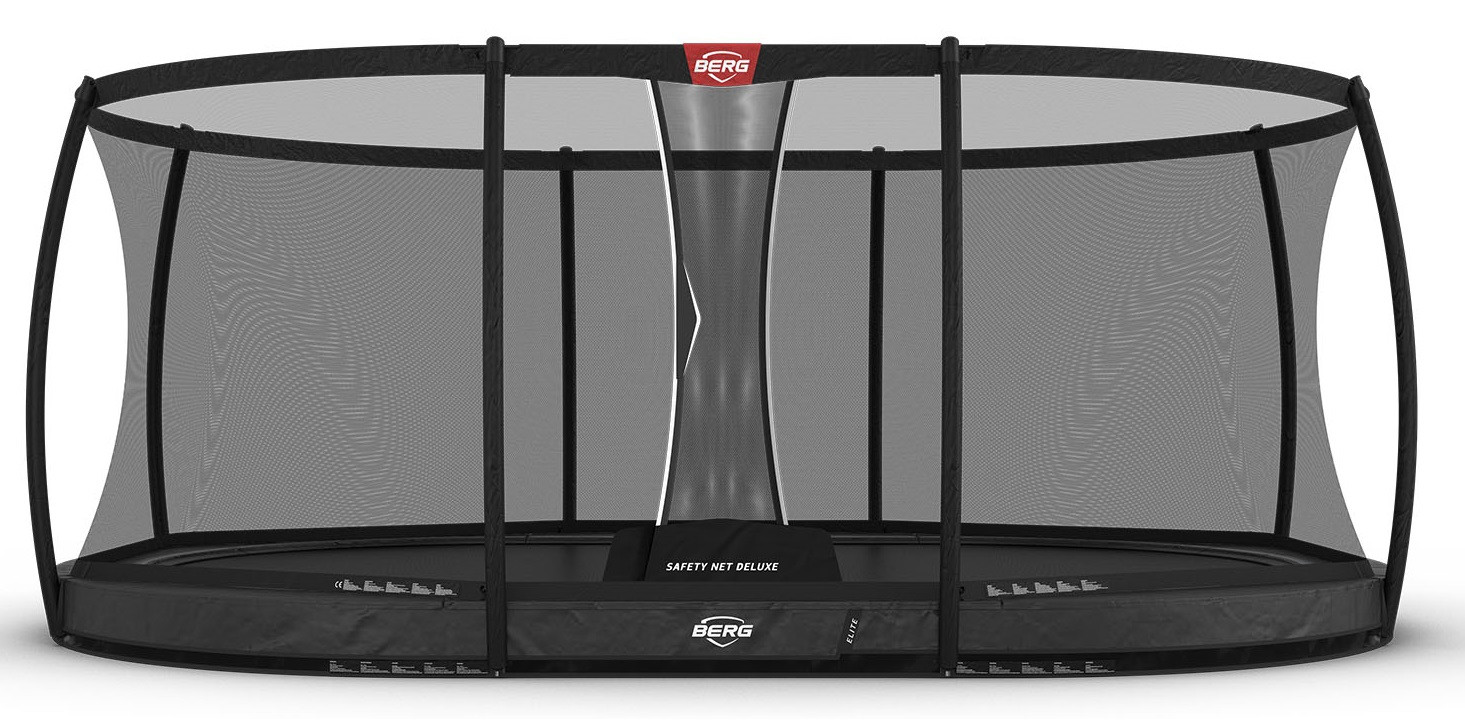 BERG Elite ovales InGround Trampolin 520cm mit Sicherheitsnetz Deluxe - Anthrazit Grau