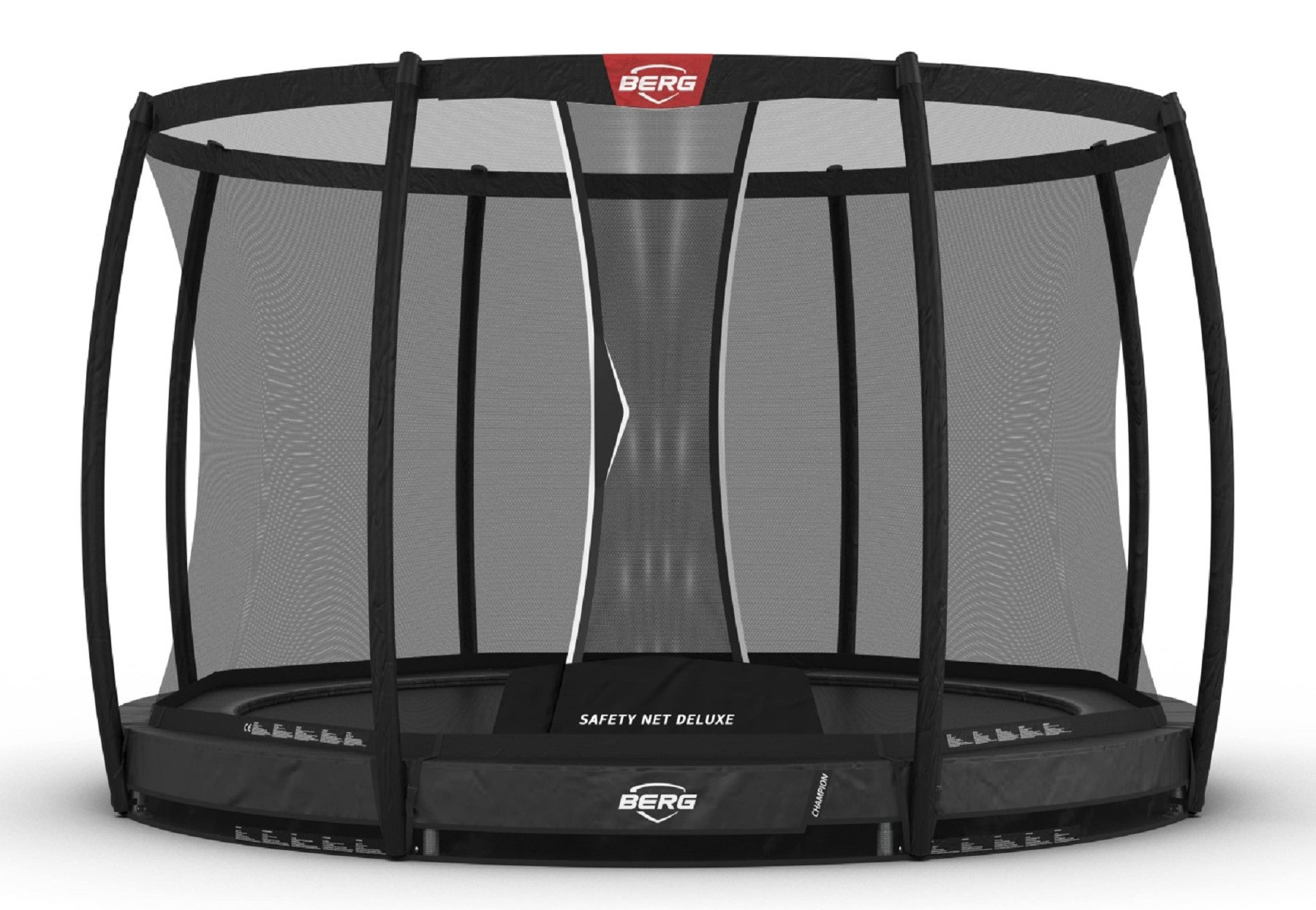 BERG Trampolin Champion mit Sicherheitsnetz - Saftynet Deluxe - InGround - 330 cm - Anthrazit Grau - Airflow PRO - Twinspring