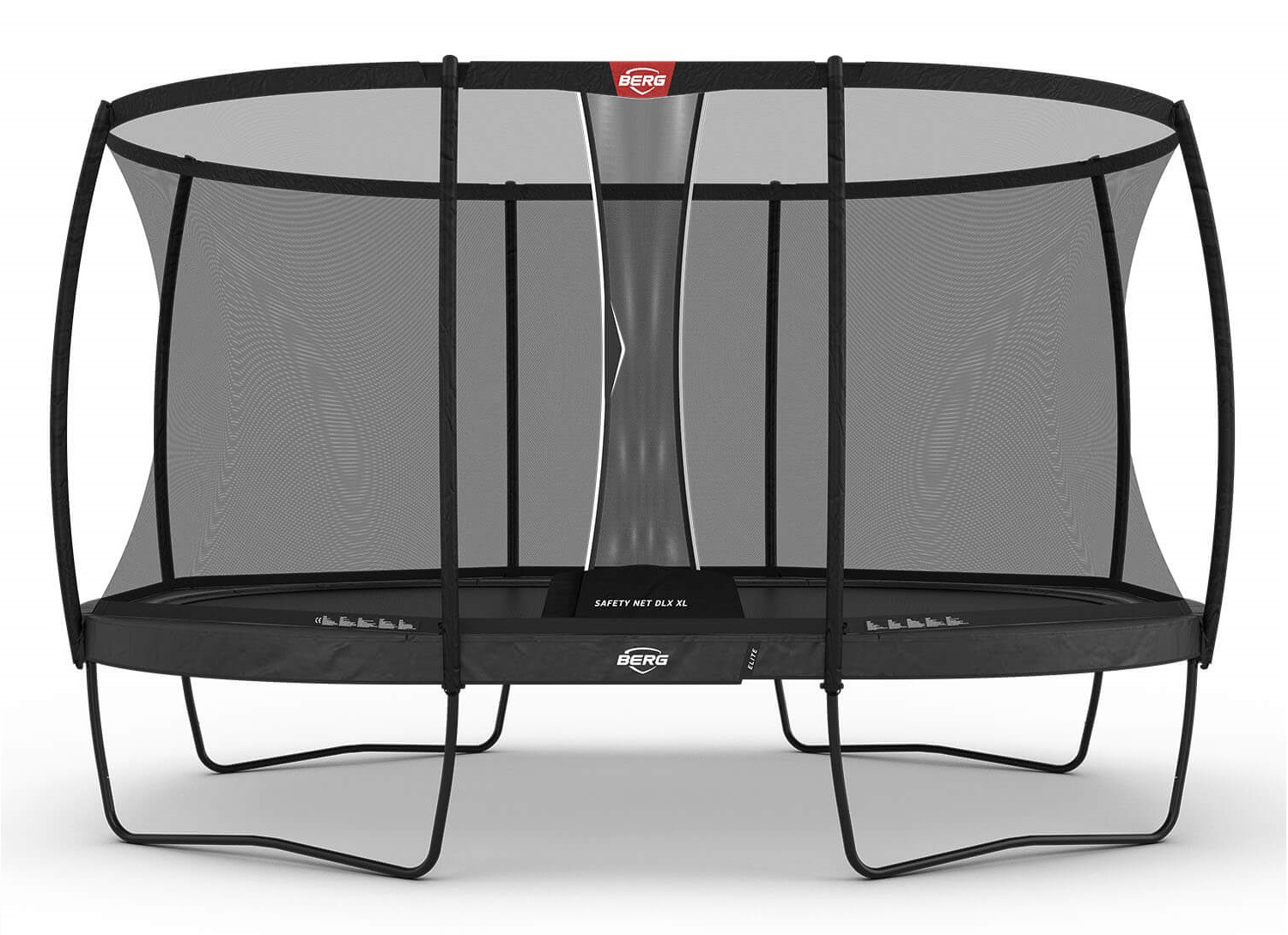 BERG Trampolin Grand Elite mit Sicherheitsnetz - Safetynet Deluxe XL - InGround - 520 x 350 cm - Ovale - Anthrazit Grau - Airflow PRO - Twinspring