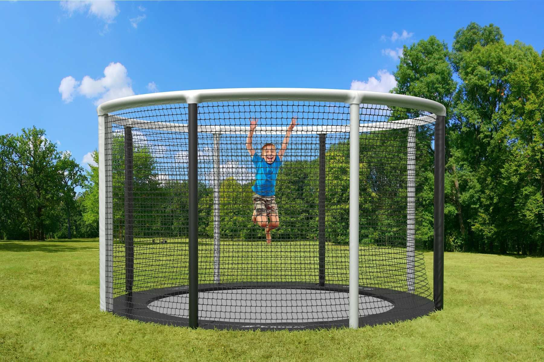 Akrobat Trampolin Gallus Flach auf dem Boden 
- 430 cm - Rund - Grau