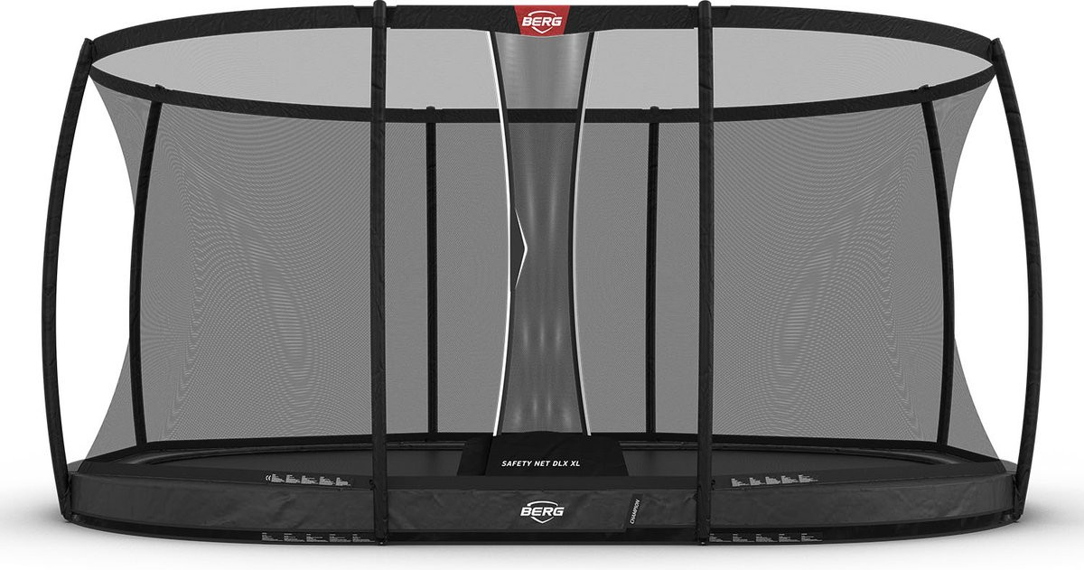 BERG Champion ovales InGround Trampolin 520cm mit Sicherheitsnetz Deluxe XL - Anthrazit Grau