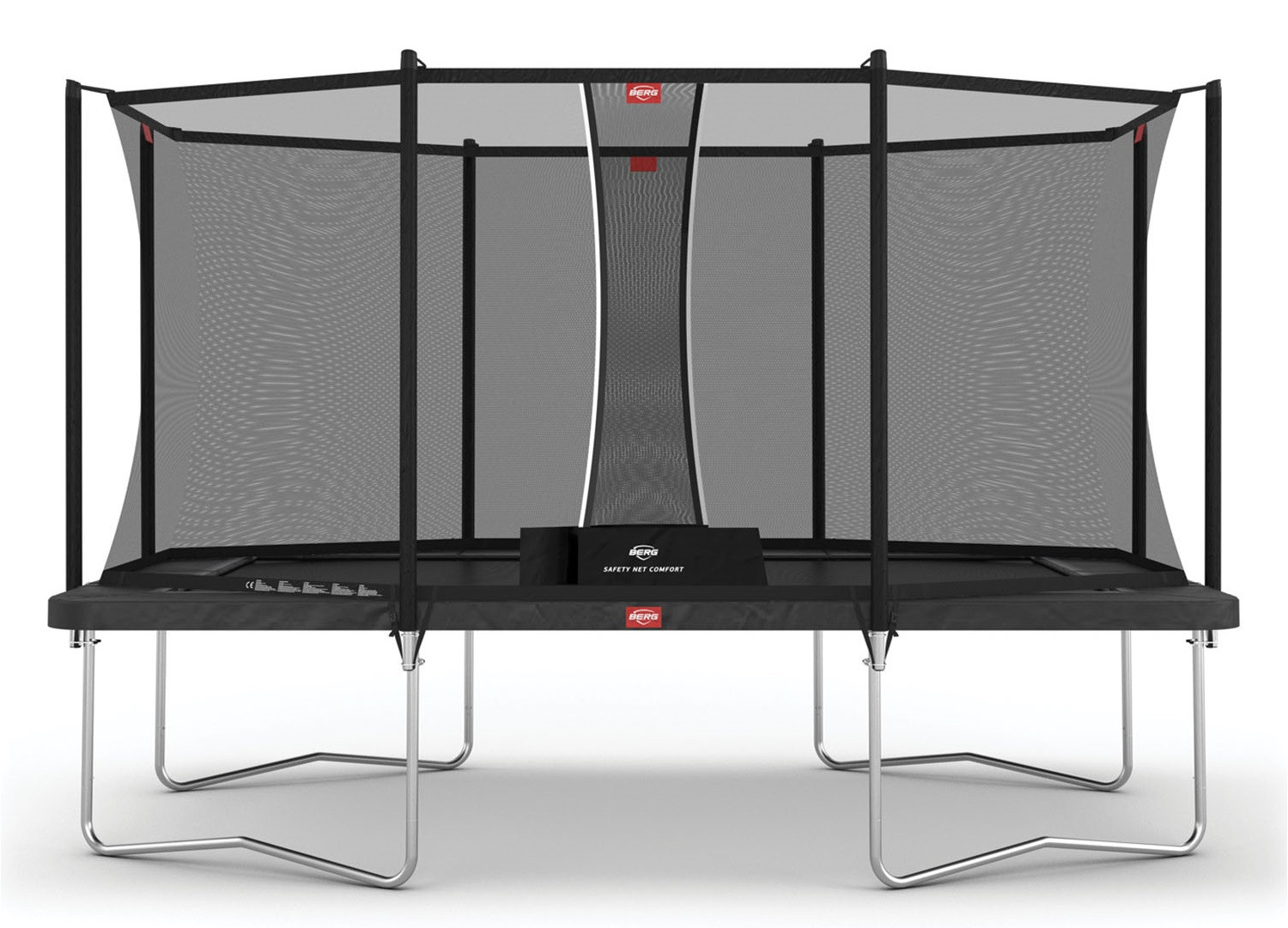 BERG Trampolin Ultim Favorit - mit Sicherheitsnetz Comfort - 410 x 250 cm - Anthrazit Grau