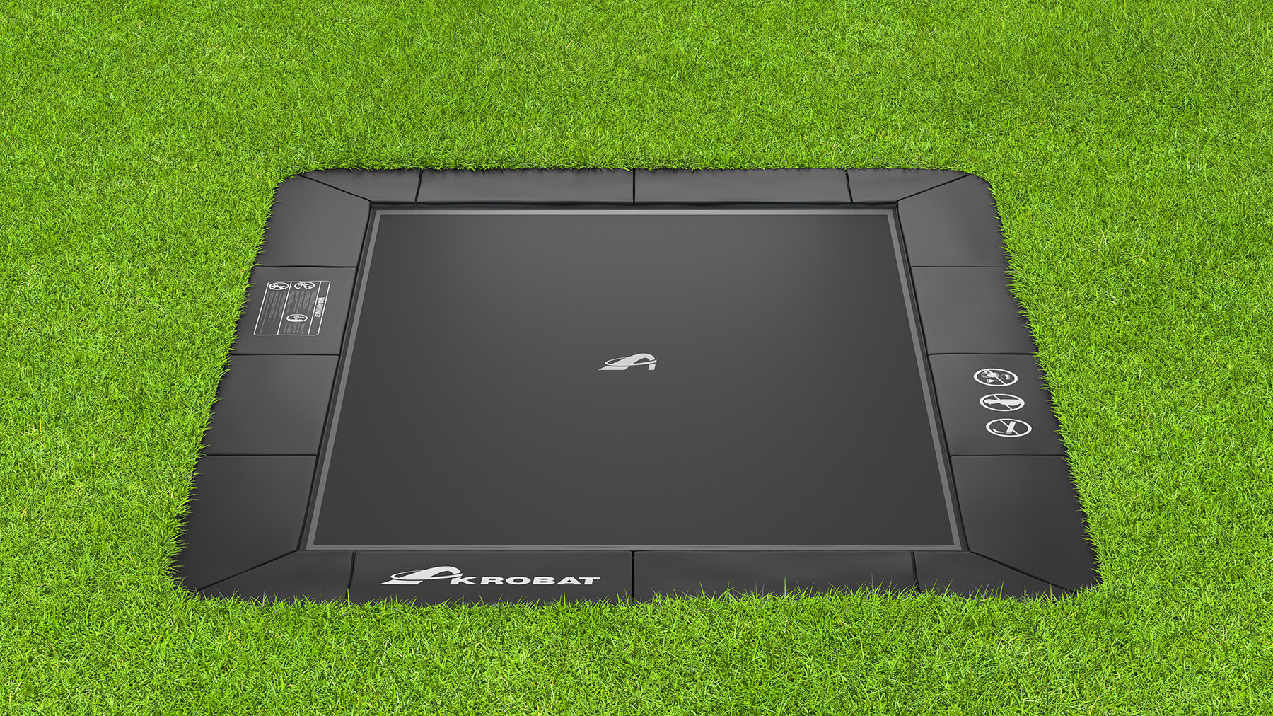 Akrobat Trampolin Orbit - Flat to the Ground - 380 x 250 cm - Schwarz / Schwarz