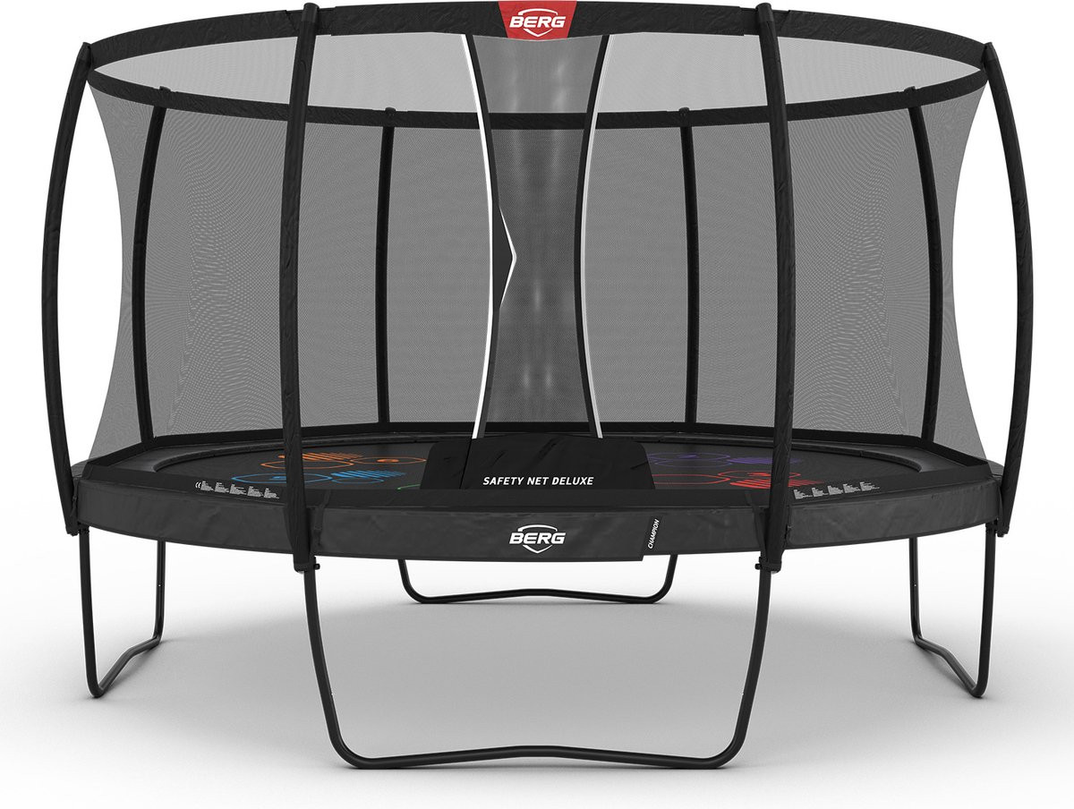 BERG Trampolin Champion Levels mit Sicherheitsnetz - Safetynet Deluxe XL - Regular - 430 cm - Anthrazit Grau