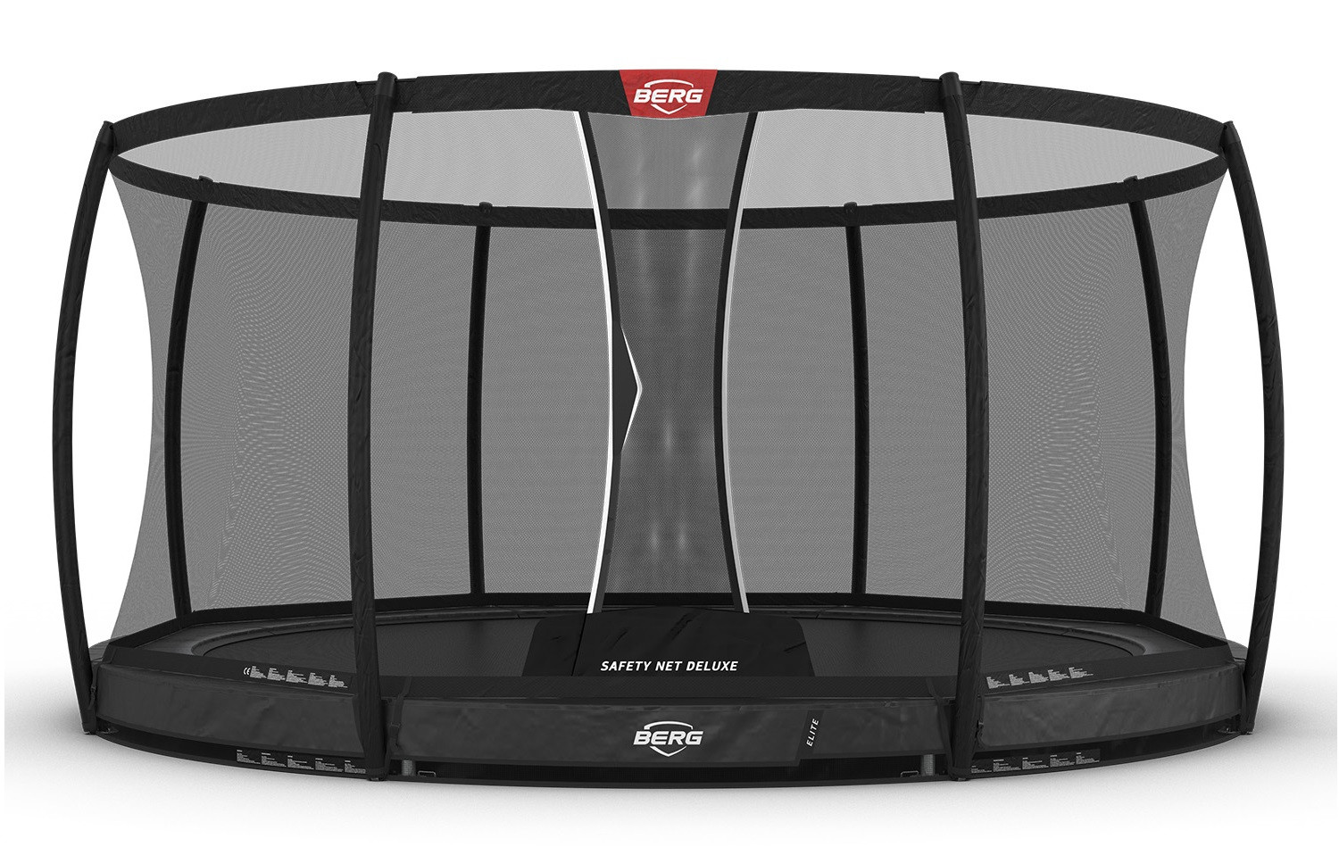 BERG Trampolin Elite - InGround - mit Sicherheitsnetz Deluxe - 430 cm - Anthrazit Grau