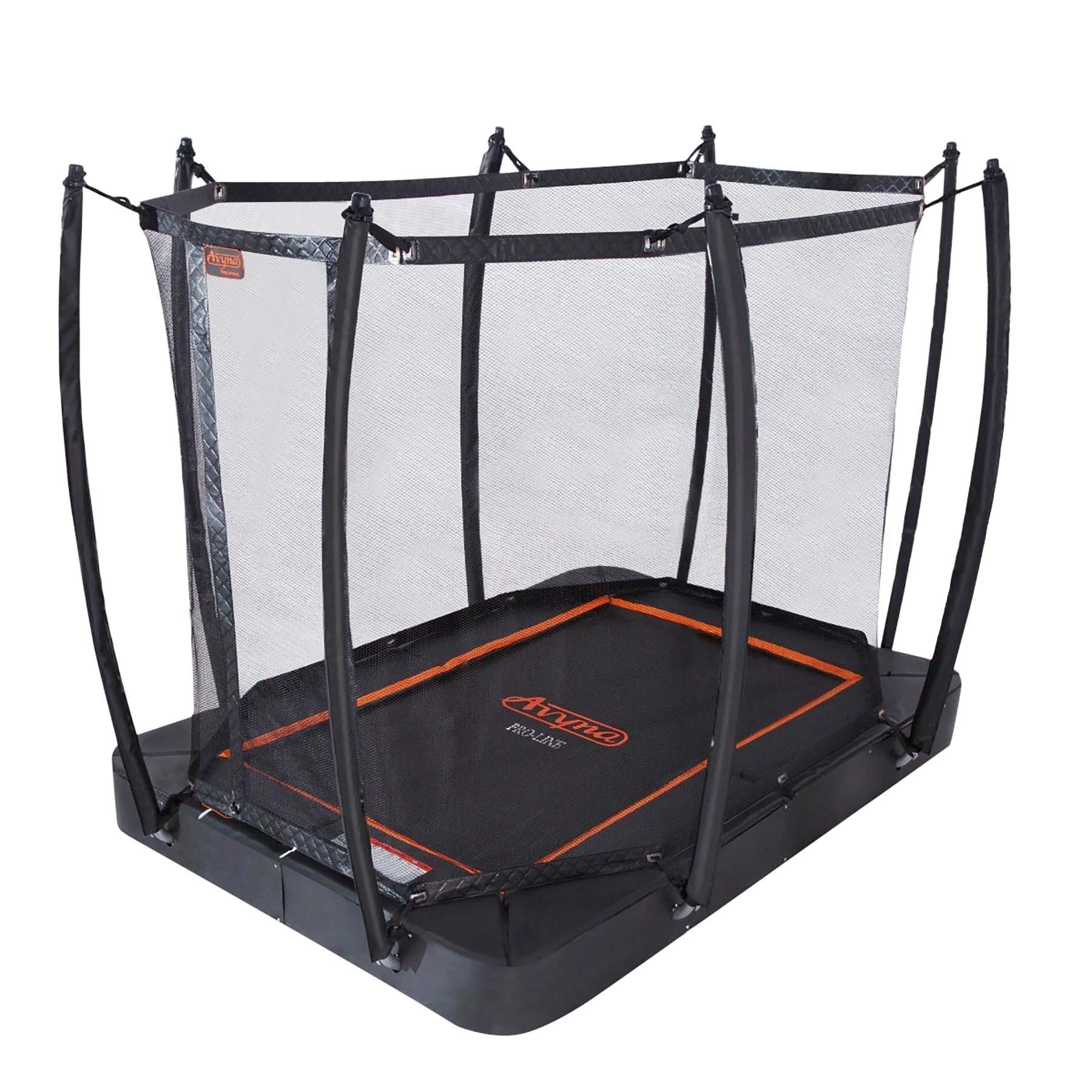 Avyna Trampolin Flatlevel mit Sicherheitsnetz Pro-Line - 275 x 190 cm (213) - Royal Class Netz - Schwarz