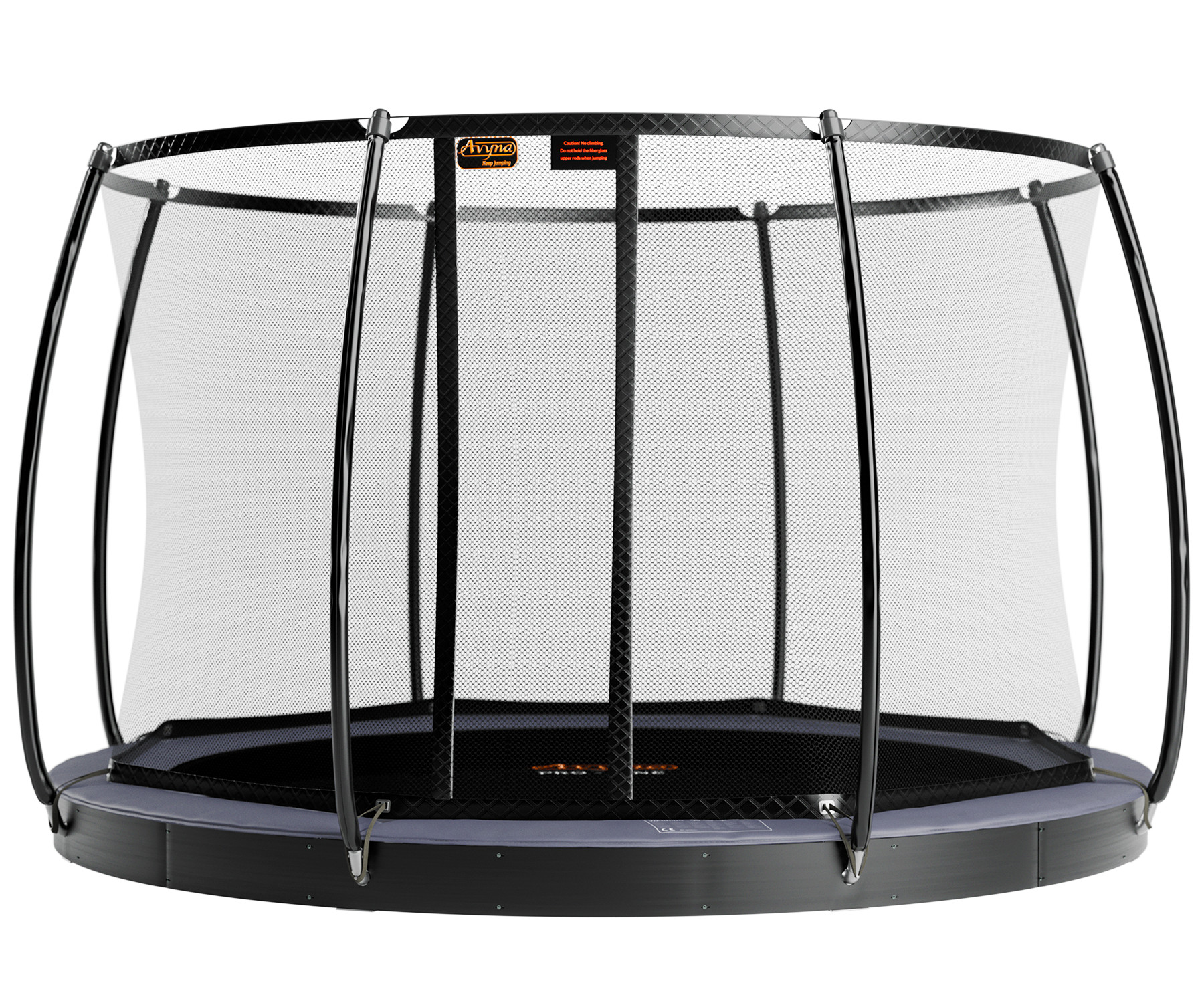 Avyna Trampolin Pro-Line - FlatLevel - mit Sicherheitsnetz - ø 365 cm (12ft) - Grau