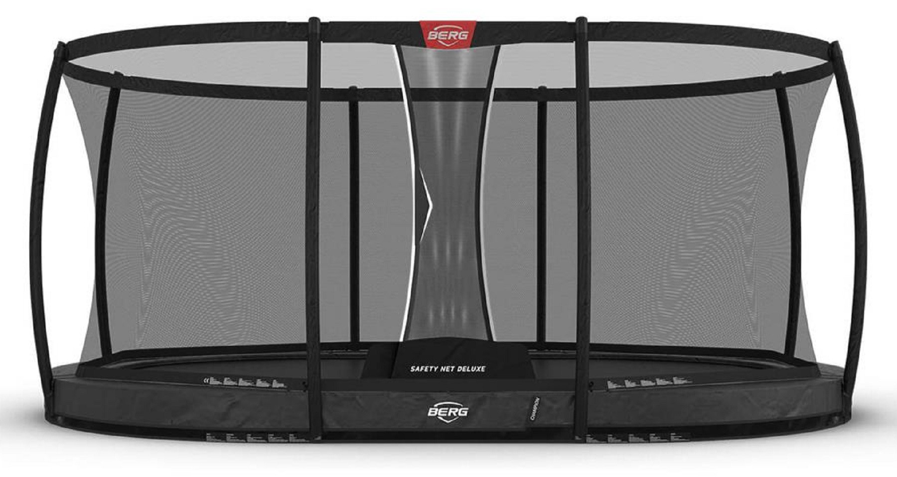 BERG Champion ovales InGround Trampolin 520cm mit Sicherheitsnetz Deluxe - Anthrazit Grau